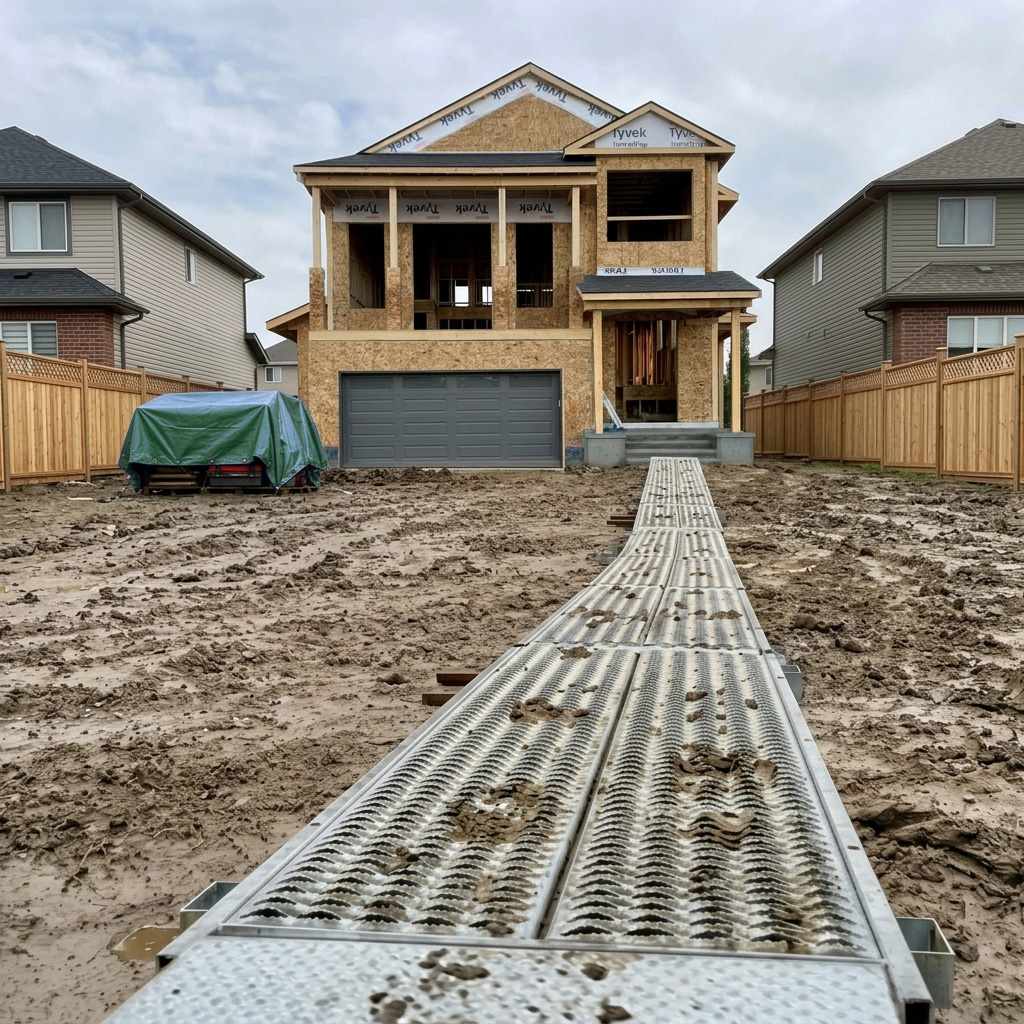 temporary walkway for a home being built
